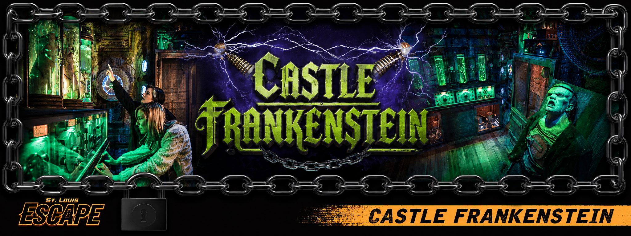 Frankenstein Escape A banner displaying Frankenstein Escape